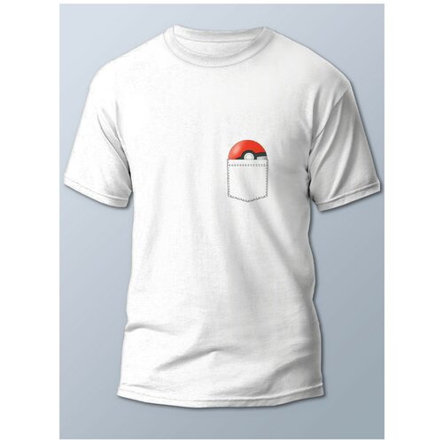 фото Футболка мужская белая разное карман (покемон, карман, пикачу) - 21857 brut-shop
