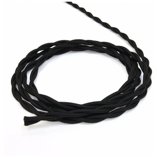 Электрический кабель, провод витой в ретро стиле Винтаж, Черный 2* 1,5, 50м