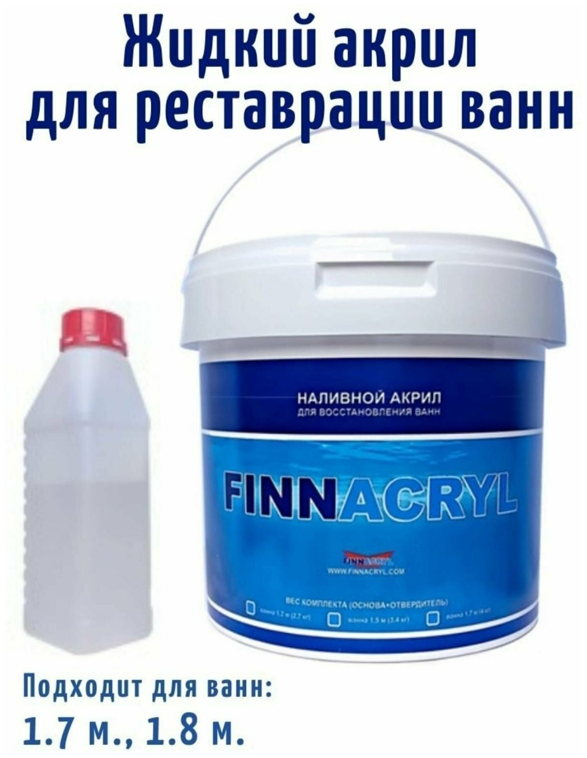 Наливной акрил для ванн FINNACRYL - 24 1.7 1.8 м/ Гладкая Глянцевое покрытие 36 кг белый