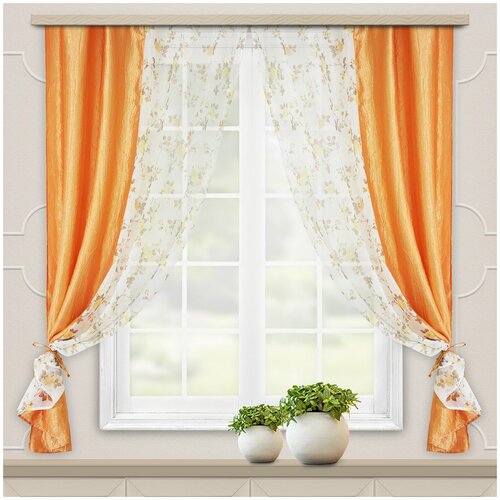 фото Комплект штор для кухни жатка-комби 270*160 тем.песок witerra