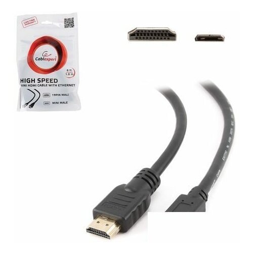 кабель hdmi micro hdmi 1 8м gembird cc hdmid 6 Кабель HDMI Gembird, HDMI - mini HDMI, 1,8м, экранированный (CC-HDMI4C-6)