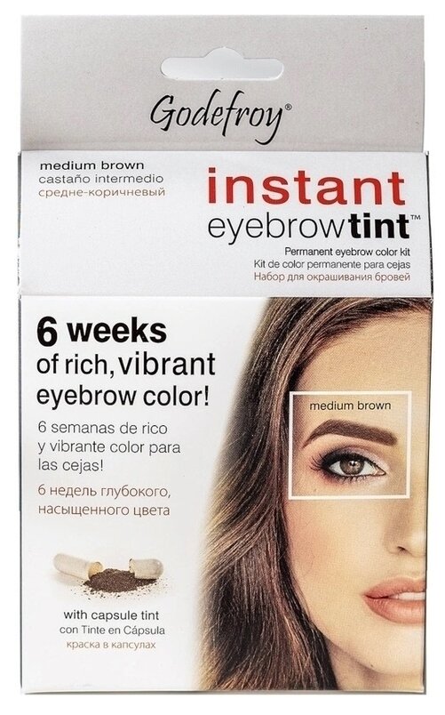Godefroy Краска-хна для бровей и ресниц / Eyebrow Tint Medium Brow, коричневый, 10 капсул