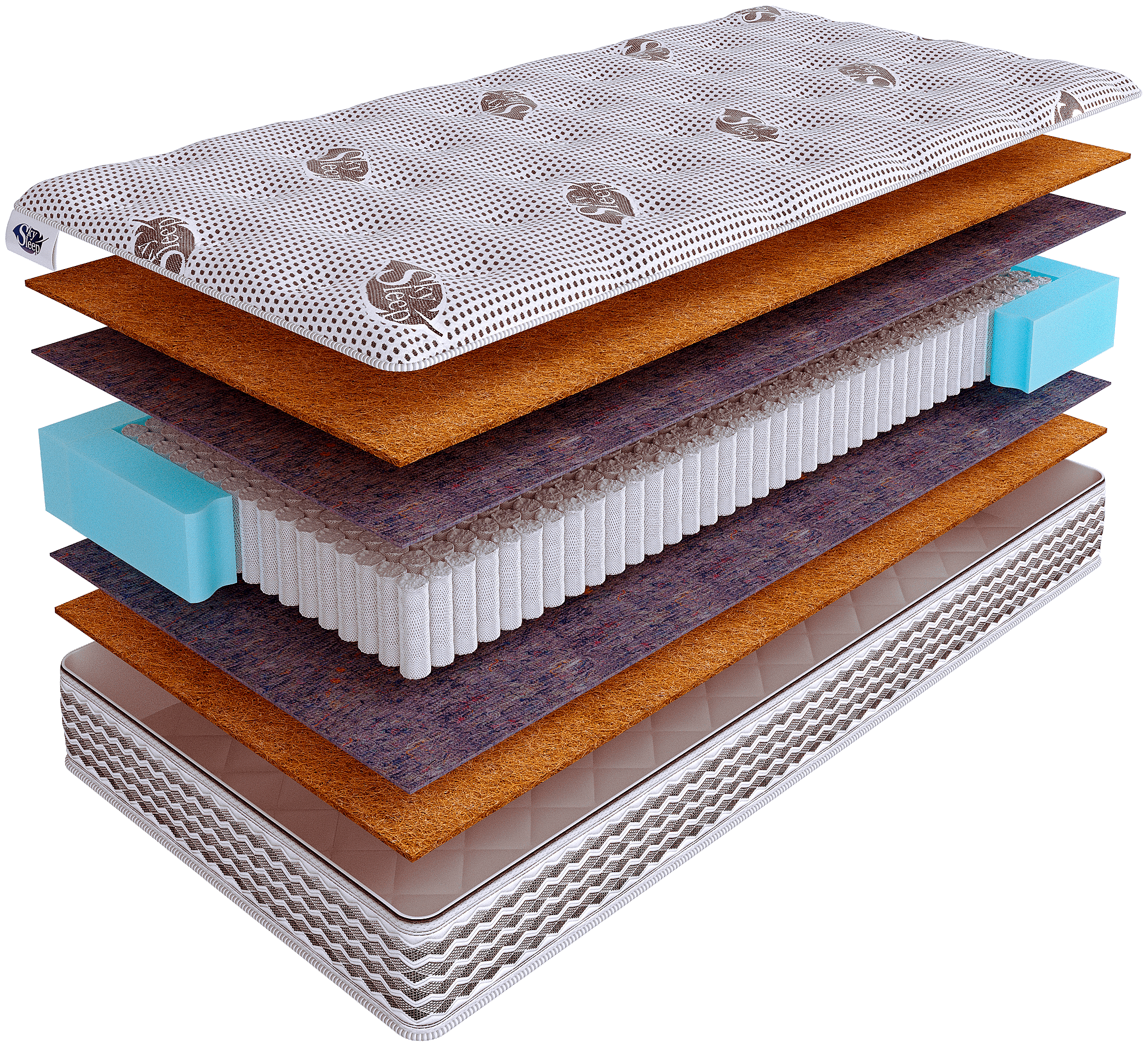 Ортопедический матрас из натуральных наполнителей с атомическим эффектом SkySleep NATURE PRO Forma Cocos S1000 на кровать 100x175