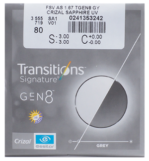 Линза   для очков ESSILOR AS Stylist Transitions Gen 8 Crizal Sapphire UV , 1.67