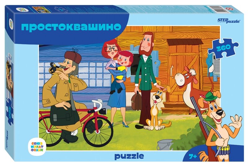 Пазл Step puzzle Союзмультфильм. Простоквашино (73080 ), 360 дет., 21.7х8х33.5 см, синий/зеленый