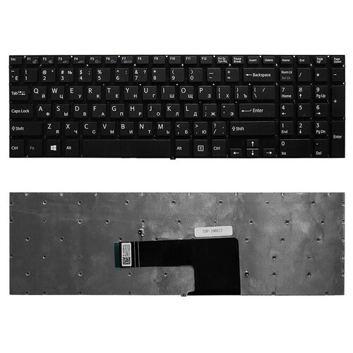 Клавиатура для ноутбука Sony FIT 15, FIT15, SVF15 Series. Плоский Enter. Черная, без рамки. NSK-SN0BQ, AEHK97001103A.