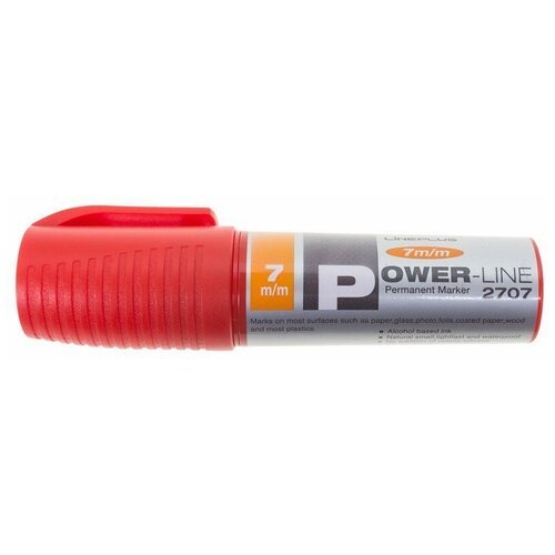 Маркер перманентный промышленный Line Plus «PER-2707» 7 мм, красный, скошенный, 12шт