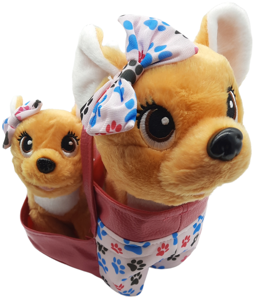 Интерактивная игрушка собачка с щенком в сумке на мягком поводке SmartToys