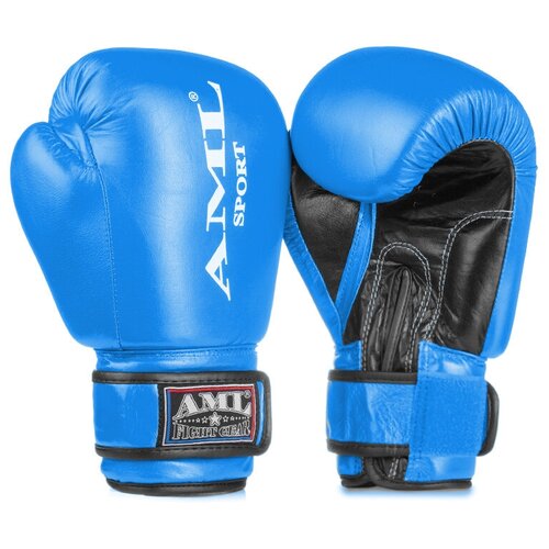 Перчатки боксерские AML Sport кожа, синие (10 унций) перчатки боксерские aml pro кожа красные 10 унций
