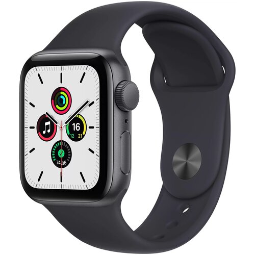 умные часы apple watch series 3 42mm silver with fog sport band Умные часы Apple Watch Series SE Gen 1 40 мм Aluminium Case GPS RU, серый космос/тёмная ночь