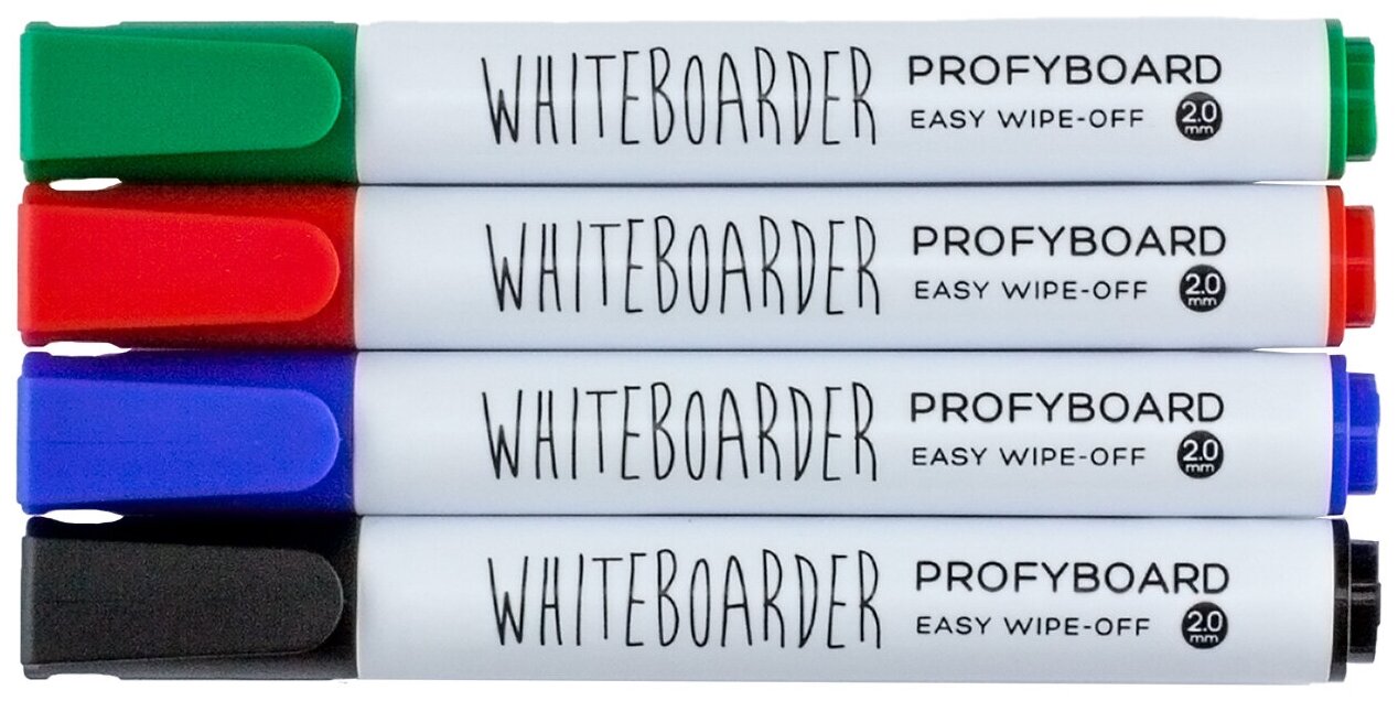 Набор из 4-Х маркеров для белой доски "PROFYBOARD", черный/синий/красный/зеленый в ПВХ кармане