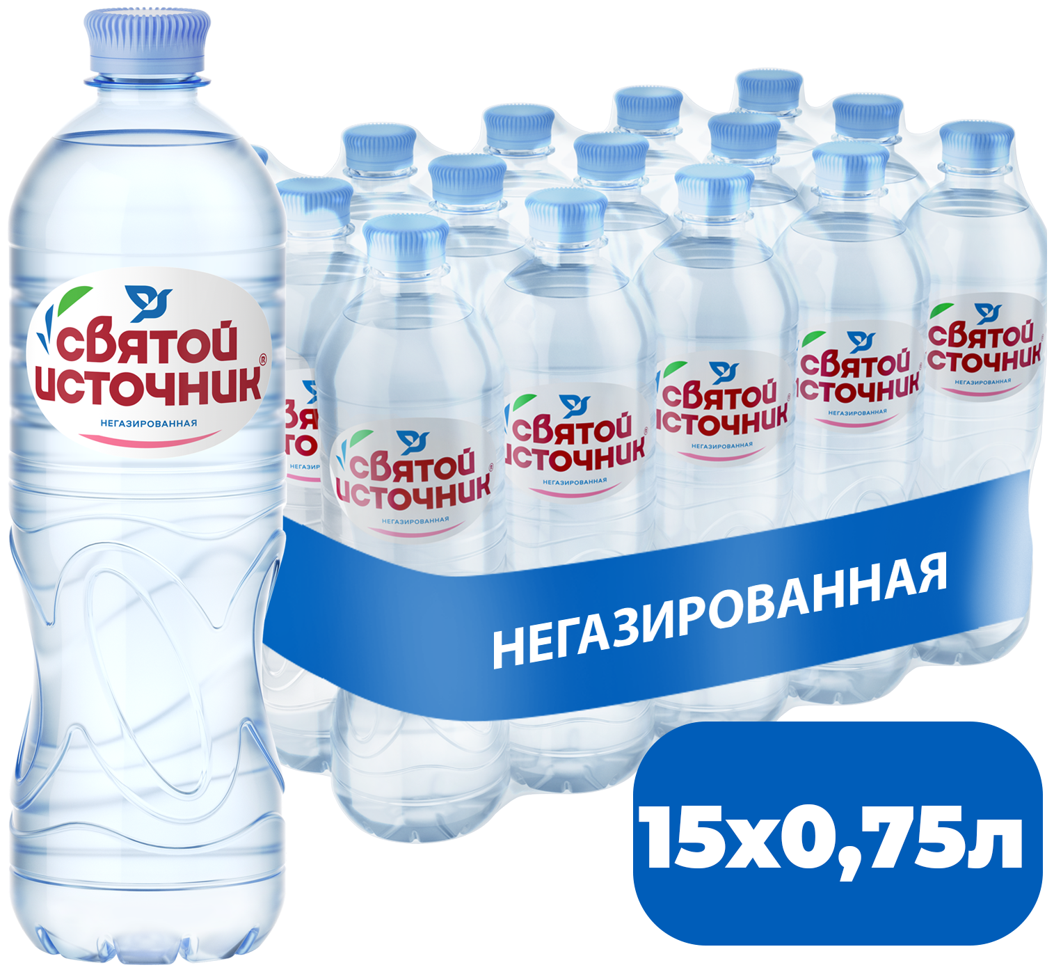 Вода Святой источник питьевая негазированная 0,75 л. ПЭТ (15 штук)