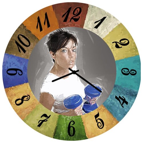 фото Svs настенные часы svs 3502117 девушка на спорте с гантелями