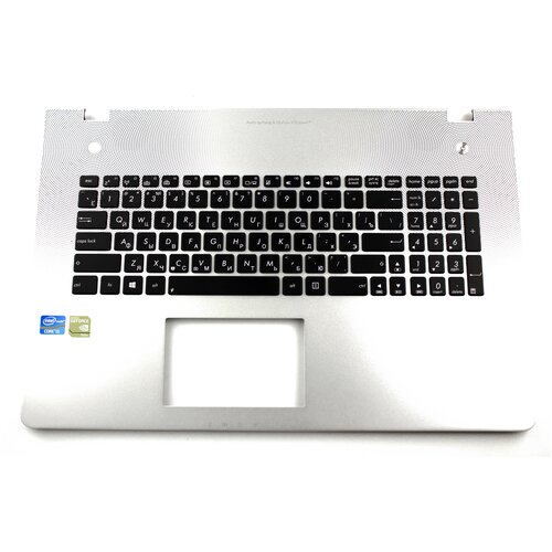 Клавиатура для ноутбука Asus N76V черная топ-панель серебристая с подсветкой 516000₽