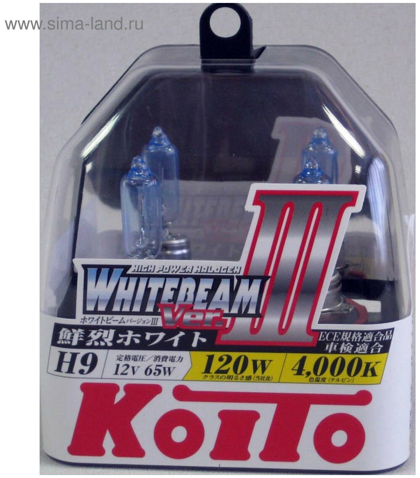 Лампа Высокотемпературная Koito Whitebeam H9 12V 65W (120W) 4000K (Комплект 2 Шт.) KOITO арт. P0759W