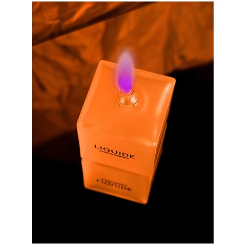Интерьерная свеча/интерьерная/ цветное пламя/ стеклянный светильник с жидкостью (фитили, флакон с фиолетовой цветопламенной жидкостью 250 мл.)