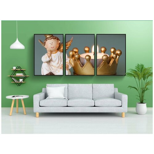 фото Набор модулных постеров для интерьера "ангел, корона, свеча" 60x90 см. в тубусе, без рамки lotsprints