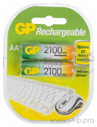 Аккумулятор GP 210AAHC AA NiMH 2100mAh (2шт) GP 210HC-UC2 .