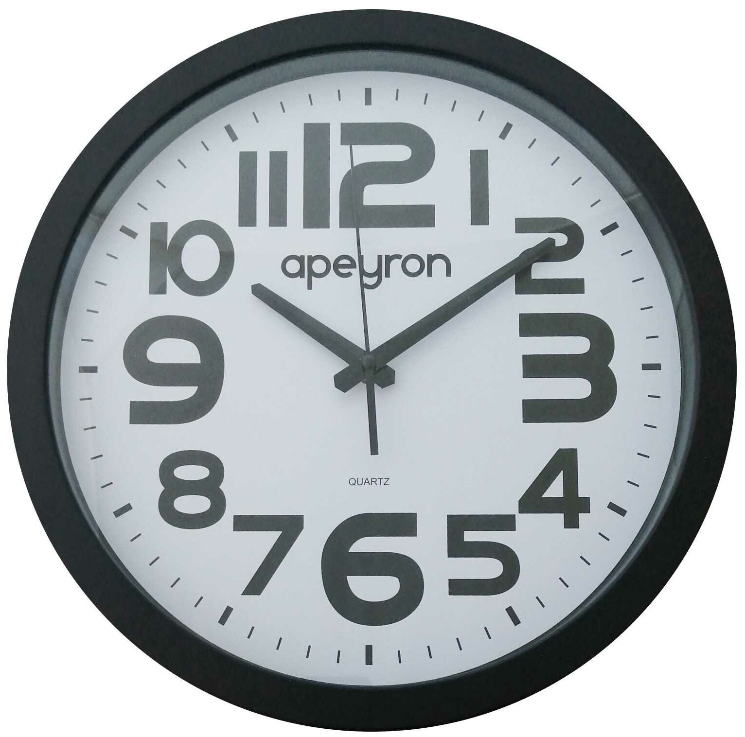 фото Часы настенные круглые Apeyron PL15.1-1 для кухни, спальни, детской, кварцевый механизм с плавным ходом, арабские цифры, размеры 35x4 см, работа от 1 пальчиковой батарейки тип АА