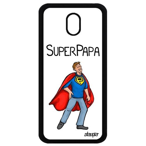 фото Ударопрочный чехол на смартфон // galaxy j3 2017 // "суперпапа" комичный комикс, utaupia, белый
