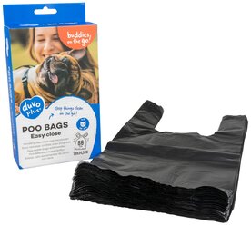 Пакеты для уборки за собакой с ручками DUVO+, чёрные, 35х19см, 80шт (Бельгия)