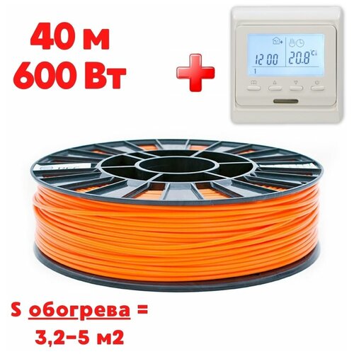 Кабельный теплый пол электрический в стяжку Теплософт Профи 40м 600Вт с электронным терморегулятором под плитку ламинат паркет линолеум ковролин 5800₽