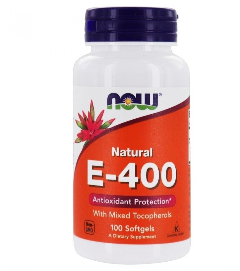 E-400 Natural NOW Foods Витамин Е-400 (Смесь Токофоролов) - 100 капсул