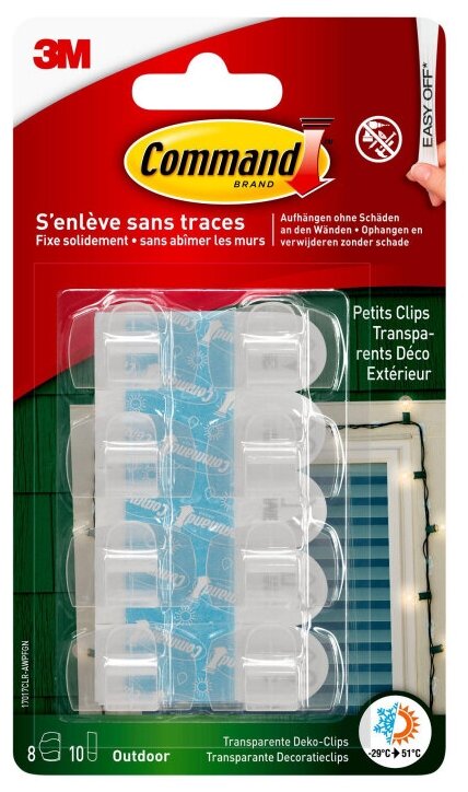Клипса для проводов Command 17017CLRAW 8 штук, 1415390