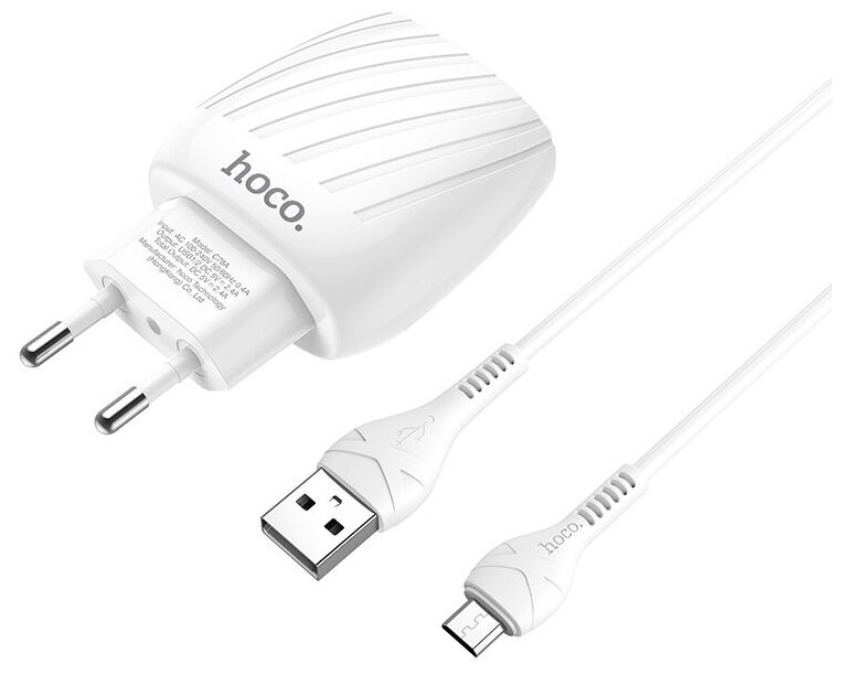 СЗУ, 2 USB 2.4A (C78A), HOCO, Micro, белый