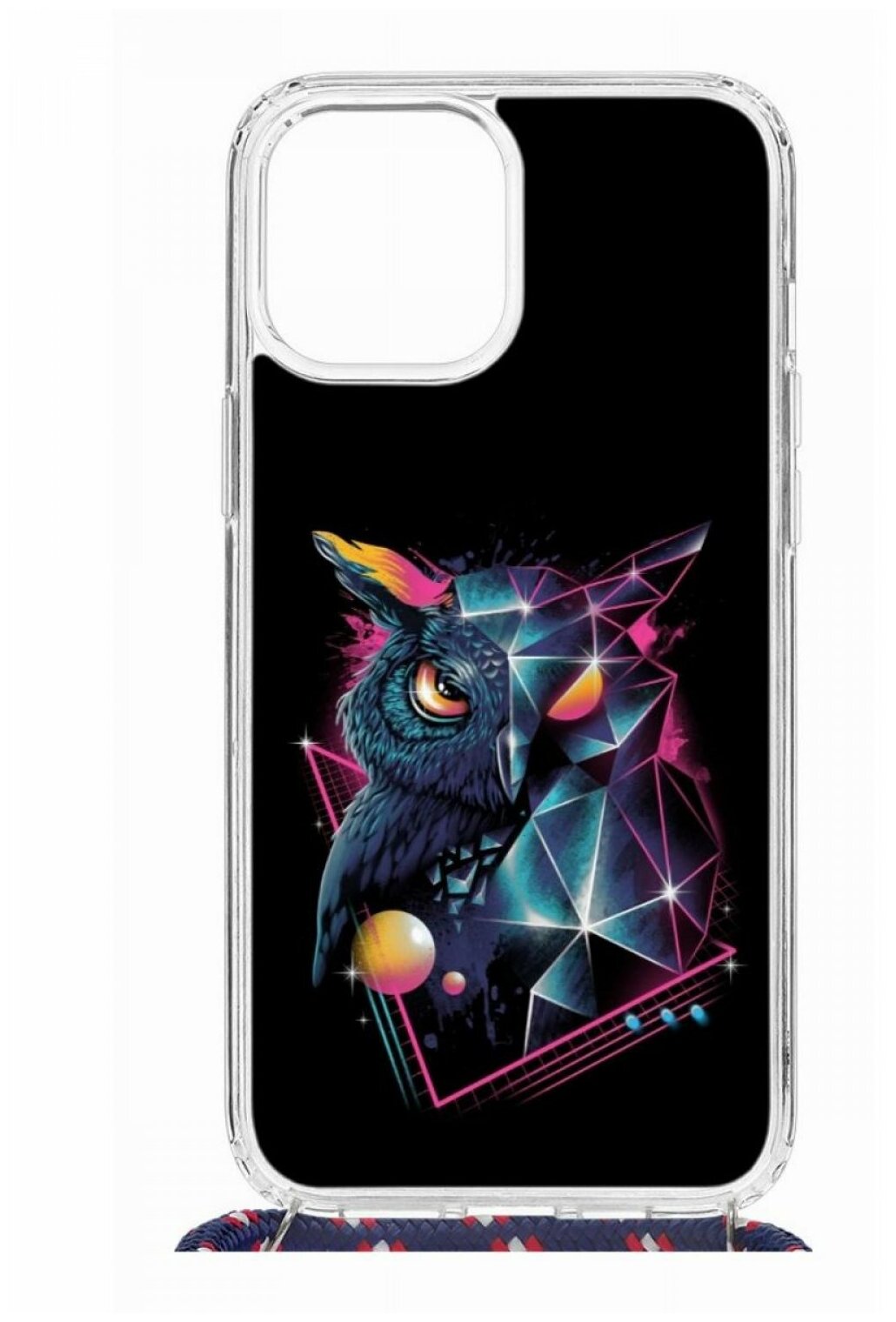 Чехол для Apple iPhone 12 Pro Max Kruche Print MagSafe Magrope Retro Owl,пластиковая накладка со шнурком и рисунком,противоударный силиконовый бампер