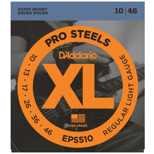 струны d addario xsapb1253 DAddario EPS510 струны для электрогитары, ProSteels, Regular Light, 10-46