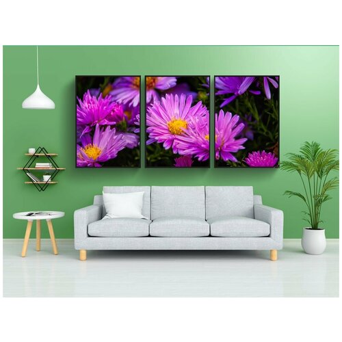 фото Набор модулных постеров для интерьера «астерс», яркий, фиолетовый" 60x90 см. в тубусе, без рамки lotsprints