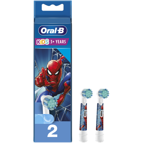 Набор насадок Oral-B Kids Человек-Паук для электрической щетки, белый/синий, 2 шт.