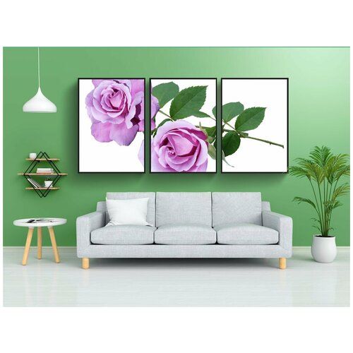 фото Набор модулных постеров для интерьера "розы, лиловый, ароматный" 60x90 см. в тубусе, без рамки lotsprints
