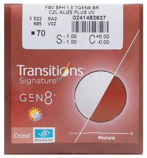 Линза  для компьютерных очков ESSILOR Orma Transitions Gen 8 Crizal Alize+ , 1.50