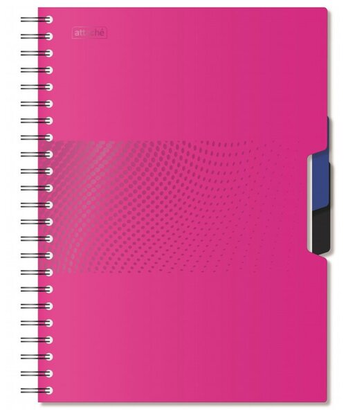 Бизнес-тетрадь Attache А4, 140 листов, клетка, пластиковая обложка, Digital розовая