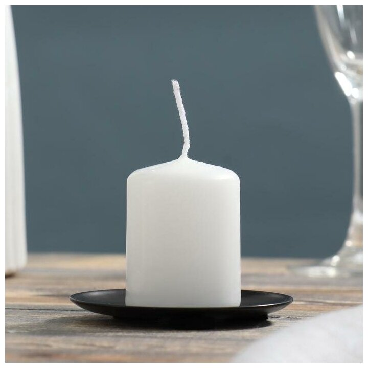 фото Омский свечной завод Подсвечник металл "Тарелка", 7,6 см, черный муар