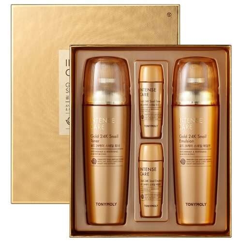 фото Tony moly intense care gold 24k snail skin care set набор средств для лица, 140 мл*2.