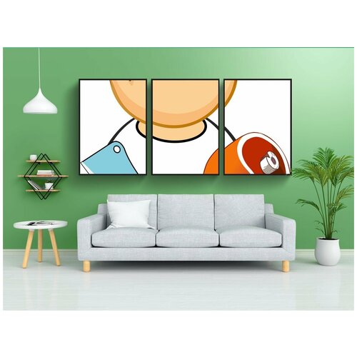 фото Набор модулных постеров для интерьера "кость, мясник, тесак" 60x90 см. в тубусе, без рамки lotsprints