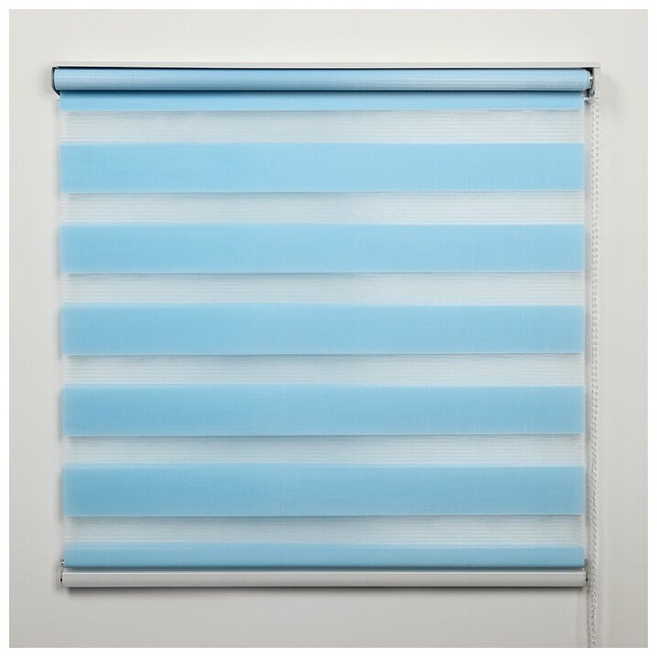 Штора рулонная «День-ночь», 90×180 см (с учётом креплений 3,5 см), цвет голубой - фотография № 2