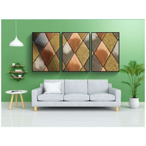 фото Набор модулных постеров для интерьера "ромбовидная плитка, плитка, настил" 60x90 см. в тубусе, без рамки lotsprints