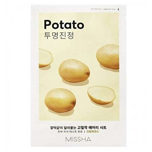 Missha Airy Fit Sheet Mask Potato Tканевая маска с экстрактом картофеля, 1 шт.