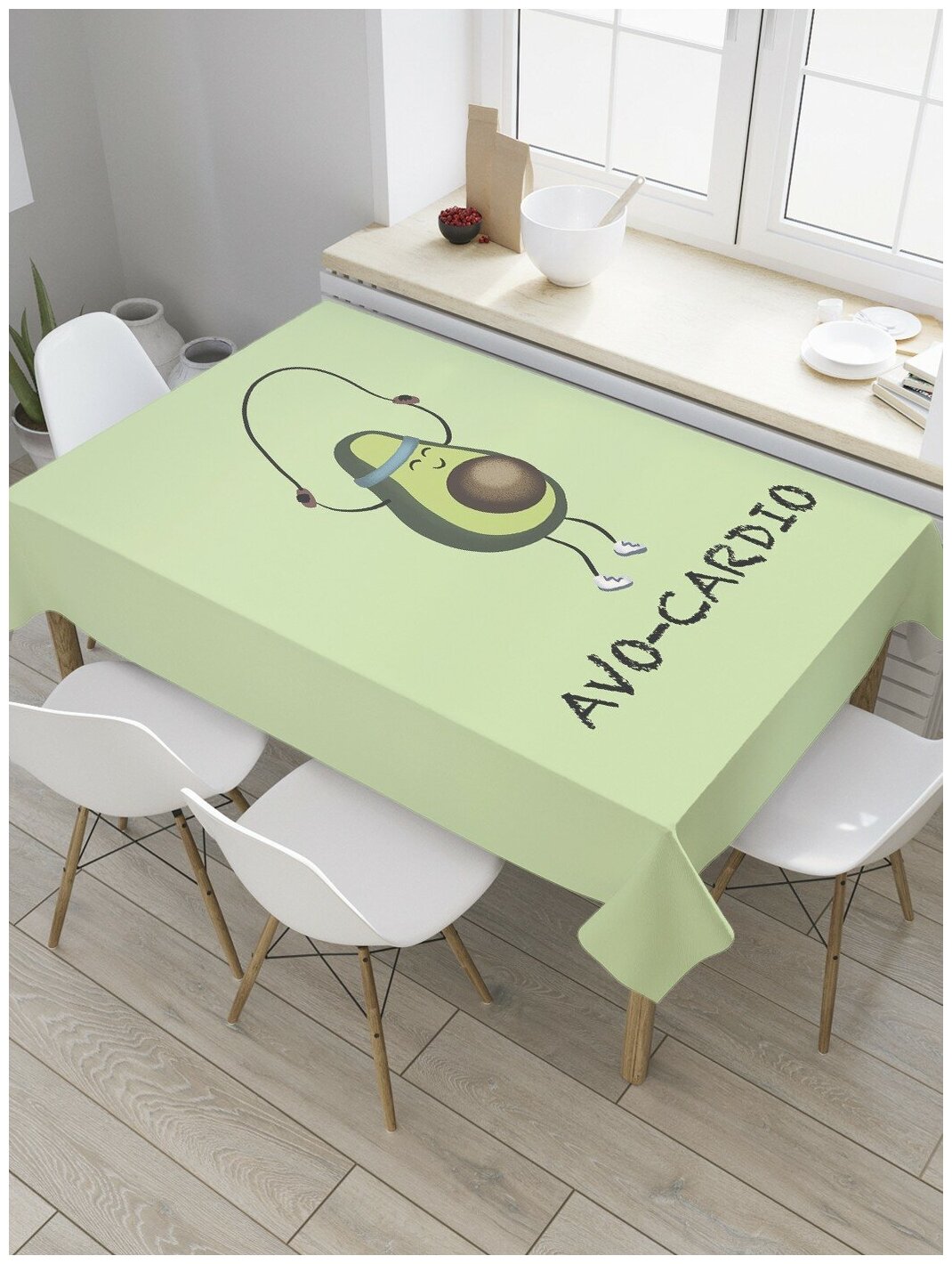 Скатерть прямоугольная JoyArty на кухонный стол "Спортивный авокадо" из оксфорда, 120x145 см