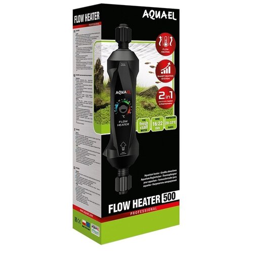 Нагреватель AQUAEL FLOW HEATER 500W для аквариума 300 - 1000 л, проточный (пластиковый, регулируемый)