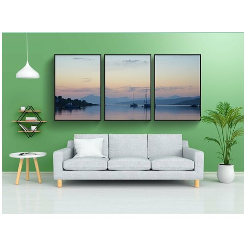 фото Набор модулных постеров для интерьера "заход солнца, горные игры, шотландия" 60x90 см. в тубусе, без рамки lotsprints