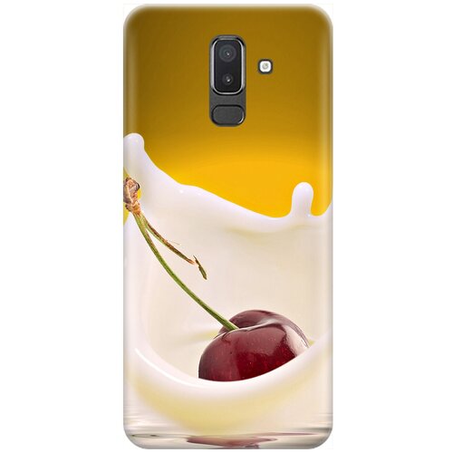 ультратонкий силиконовый чехол накладка для samsung galaxy j7 neo с принтом ягода в молоке Ультратонкий силиконовый чехол-накладка для Samsung Galaxy J8 (2018) с принтом Ягода в молоке
