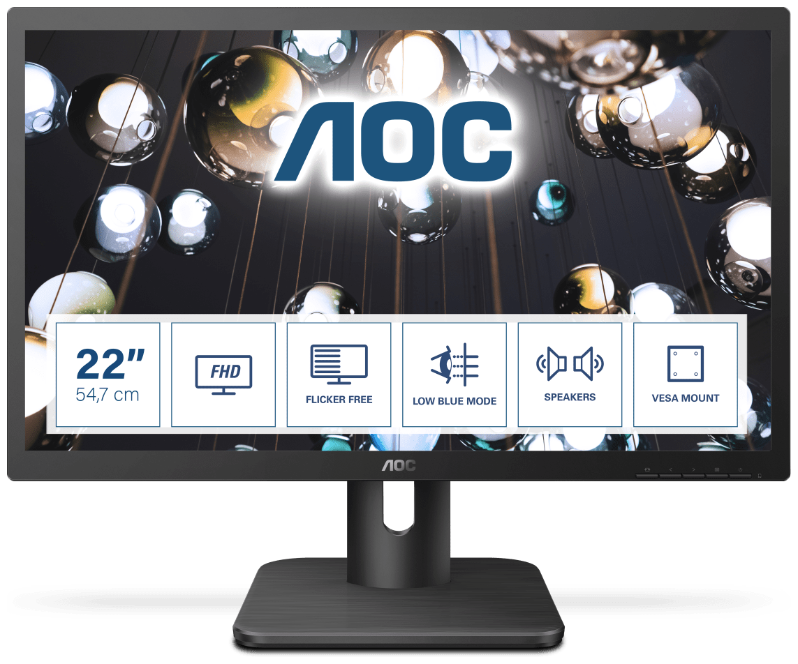 Монитор LCD 21.5'' [16:9] 1920х1080(FHD) TN, nonGLARE, 250cd/m2, H170°/V160°, 1000:1, 20М:1, 16.7M, 2ms, VGA, DVI, HDMI, Tilt, Speakers, 3Y, Black