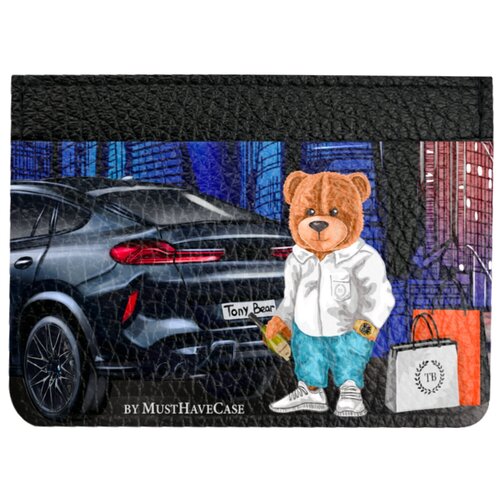 Черный кожаный кардхолдер MustHaveCase Tony Moscow city/ Тони Москва Сити