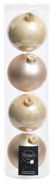 Набор стеклянных шаров матовых и глянцевых, цвет: перламутровый, 100 мм, 4 шт, Winter Deco 141510