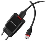 СЗУ BOROFONE BA20A USB + кабель Type-C, 2,1A, черный